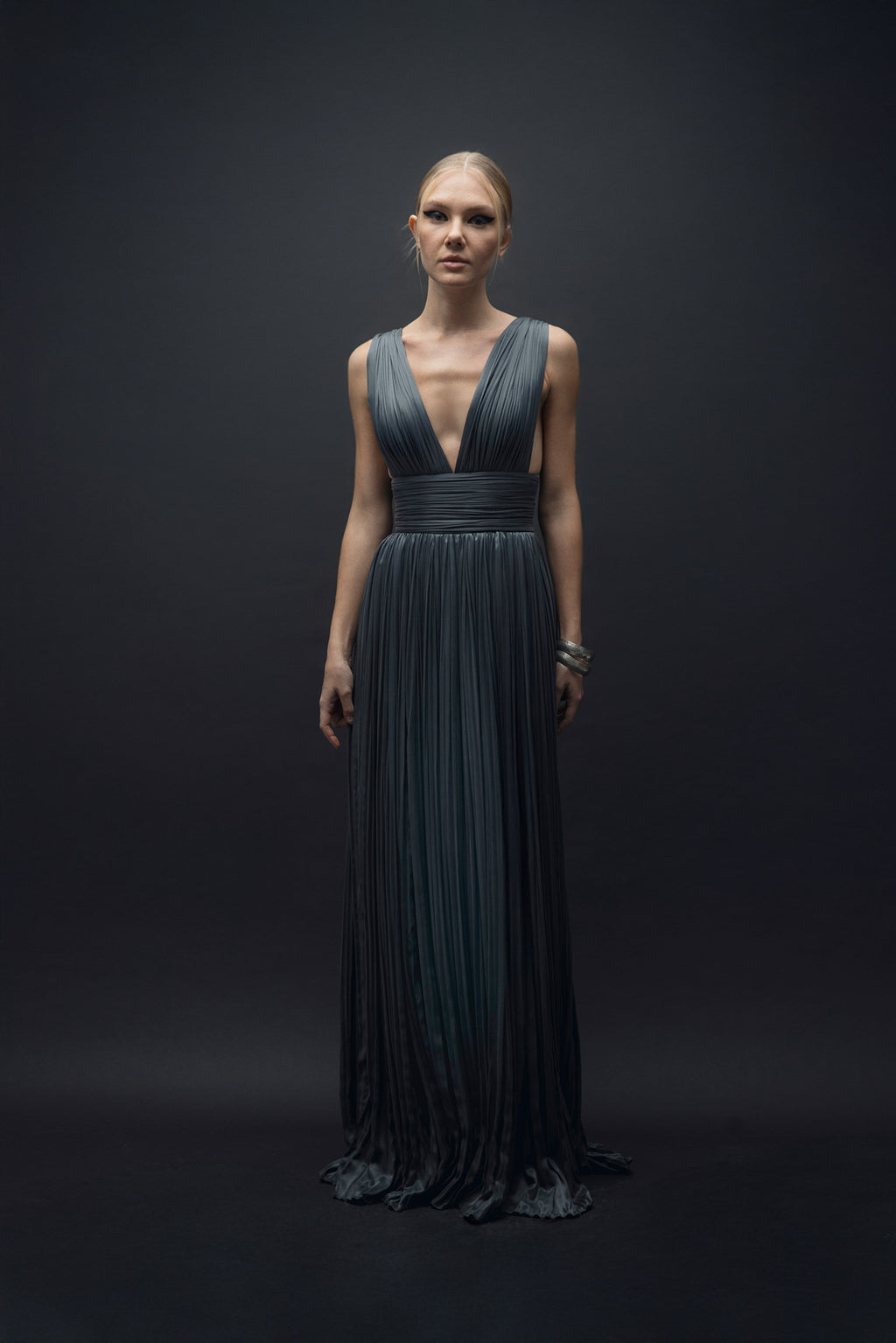 Cendre – Drape Detaylı Uzun Elbise