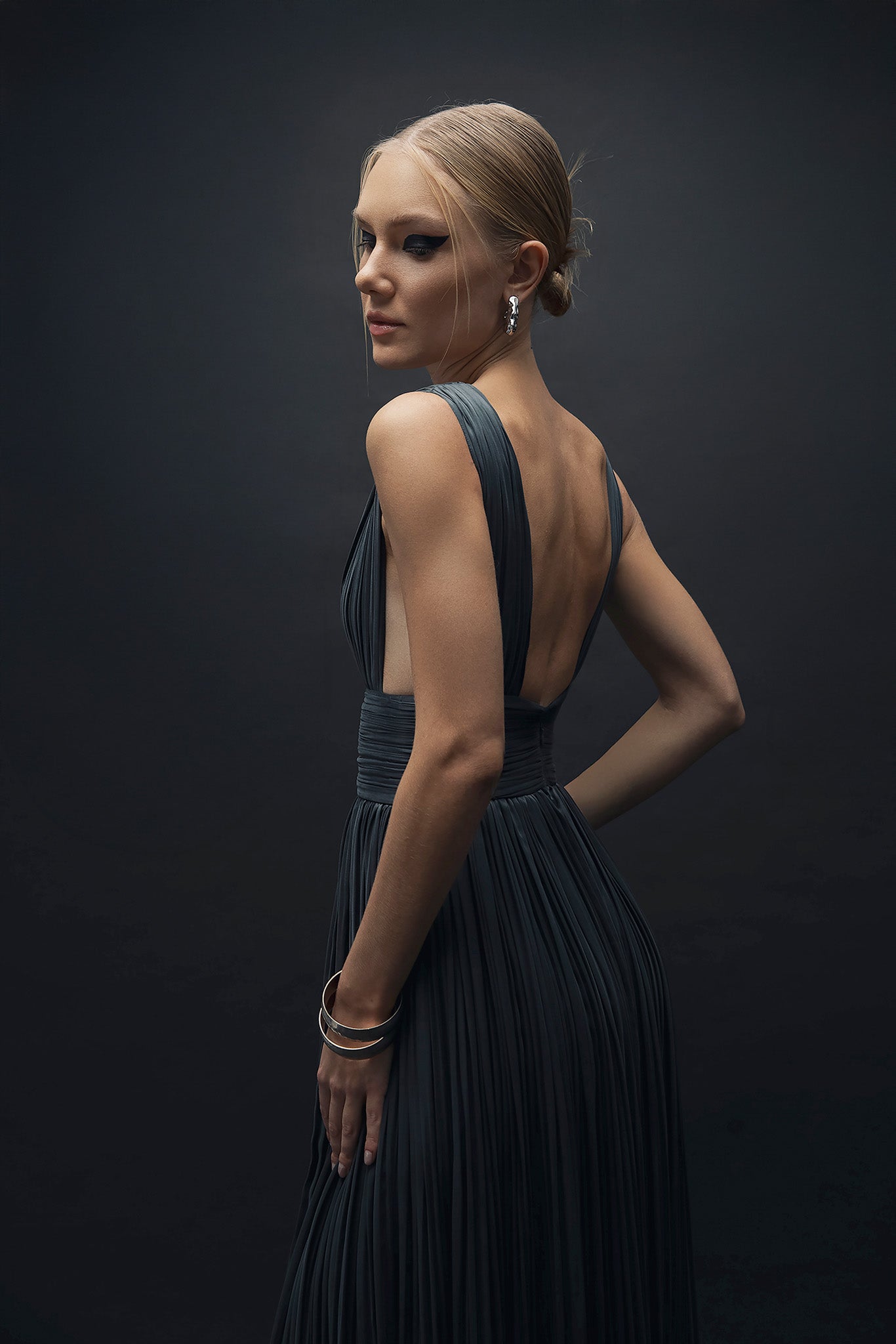 Cendre – Drape Detaylı Uzun Elbise